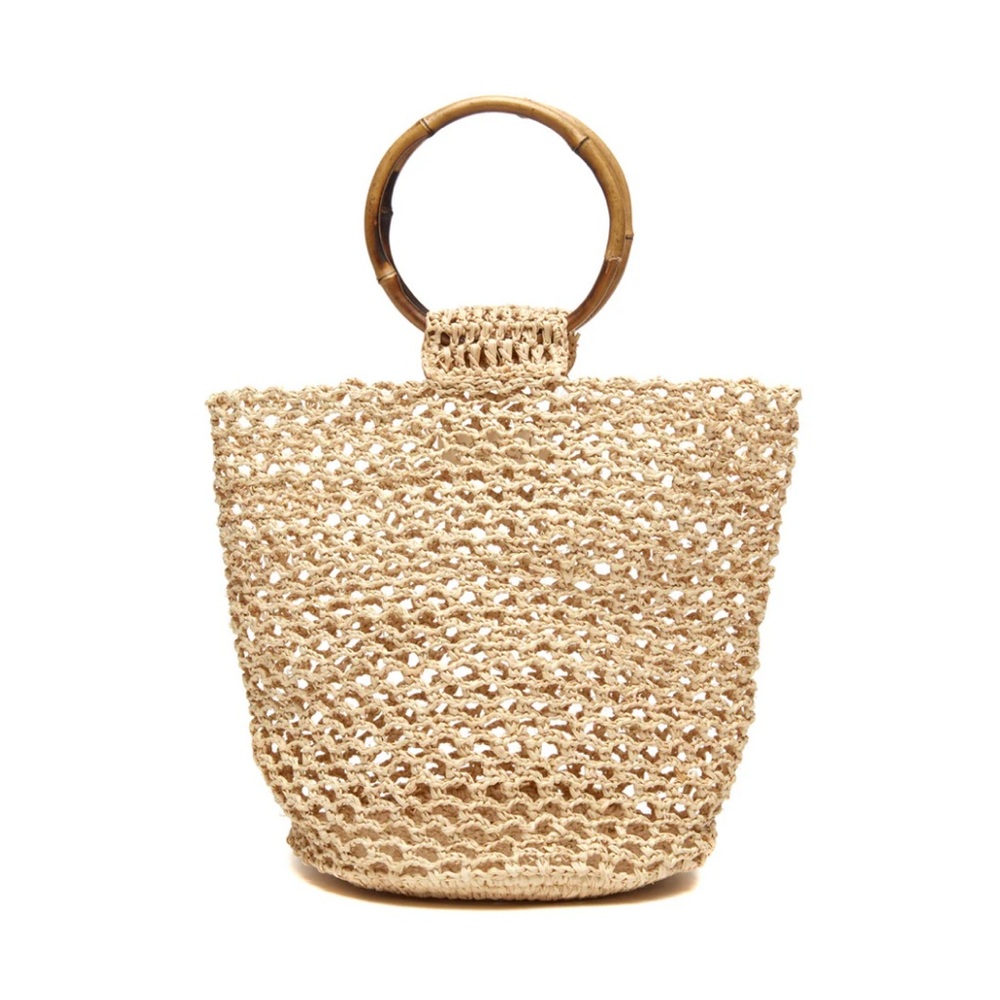 Mar Y Sol Willow Wristlet Tote NWT Handmade Crochet Natural Raffia - Picture 2 of 8